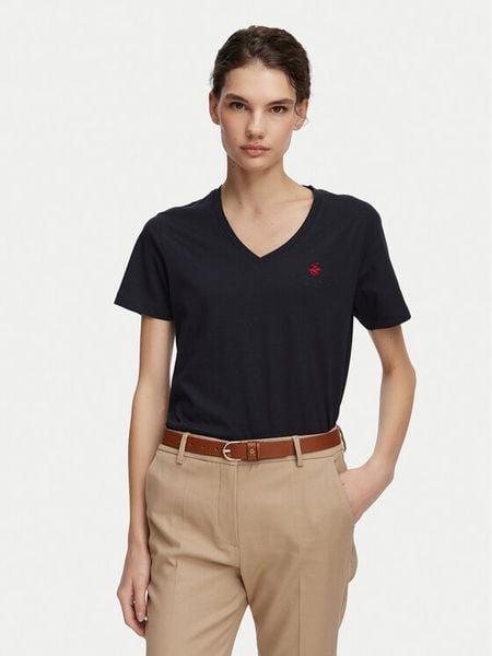 Beverly Hills Polo Club T-Shirt P-SS26W-TS516518 Granatowy Regular Fit. Niebieskie t-shirty Beverly Hills Polo Club, xs, bez wzorów, z bawełny, bez kołnierzyka, bez ramiączek. Za 139,99 zł.