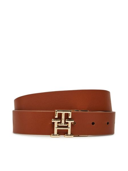 Tommy Hilfiger Pasek Damski Th Logo Rev 3.0 AW0AW17247 Brązowy. Brązowe paski TOMMY HILFIGER, bez wzorów, ze skóry. Za 159,99 zł.