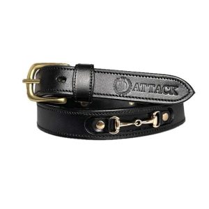 Skórzany pasek do spodni JD ATTACK Golden Bit. Czarne paski JD ATTACK, bez wzorów, sportowe. Za 159,00 zł.