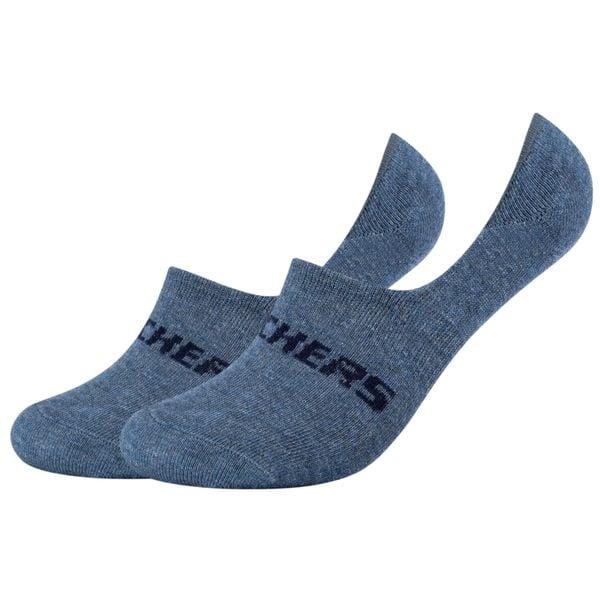 Skarpetki sportowe dla dorosłych 2PPK Mesh Ventilation Footies Socks. Niebieskie skarpetki Skechers, bez wzorów, z bawełny. Za 29,99 zł.