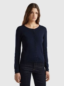 Benetton Kardigan w kolorze granatowym rozmiar: L. Niebieskie kardigany Benetton, z bawełny. Za 114,17 zł.