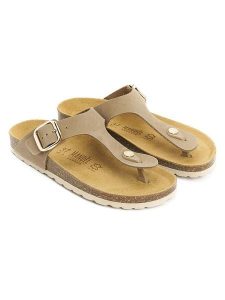 Mandel Skórzane japonki "Blanca" w kolorze szarobrązowym rozmiar: 41. Brązowe klapki Mandel, bez wzorów, z nubiku, bez obcasa. Za 152,99 zł.