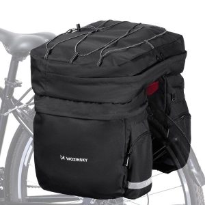 Torba rowerowa na bagażnik Wozinsky wodoodporna 60 L. Czarne torby podróżne i sportowe WOZINSKY, bez wzorów, z materiału. Za 129,00 zł.