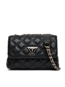 Guess Torebka Giully II Mini HWQG96 73740 Czarny. Czarne torebki wieczorowe Guess, z aplikacjami, ze skóry, bez dodatków. Za 379,99 zł.