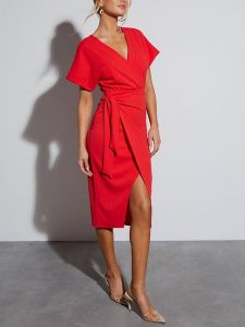 LA Angels Sukienka w kolorze czerwonym rozmiar: S. Czerwone sukienki LA Angels, s, bez wzorów, bez kołnierzyka, bez ramiączek, midi. Za 152,99 zł.