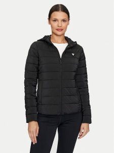 Guess Kurtka puchowa Solid Heavy Diann V4YL04 WF3X0 Czarny Regular Fit. Czarne kurtki Guess, xs, z aplikacjami, z puchu, bez kaptura. Za 349,99 zł.