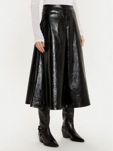 Sisley Spódnica z imitacji skóry 4XAUL002E Czarny Regular Fit. Czarne spódnice Sisley, bez wzorów, ze skóry. Za 199,99 zł.