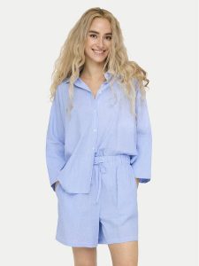 ONLY Koszula Augusta 15347661 Niebieski Loose Fit. Niebieskie koszule ONLY, m, bez wzorów, z bawełny, bez kołnierzyka, bez ramiączek. Za 79,99 zł.