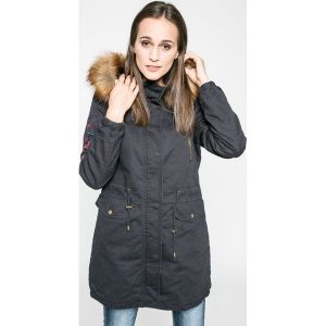 Answear - Parka Blossom Mood. Czarne kurtki marki ANSWEAR, l, z bawełny. W wyprzedaży za 129,90 zł.