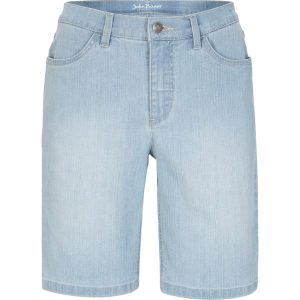 Bermudy dżinsowe ze średnim stanem. Niebieskie jeansy bonprix, bez wzorów, z jeansu. Za 82,99 zł.