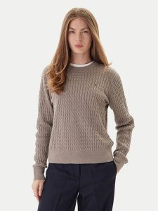 Tommy Hilfiger Sweter Fine WW0WW44993 Beżowy Regular Fit. Brązowe swetry klasyczne TOMMY HILFIGER, m, z bawełny, bez kołnierzyka. Za 559,99 zł.