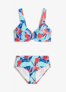 Bikini minimizer (2 części) na szerokich ramiączkach. Niebieskie bikini bonprix, bez wzorów. Za 127,99 zł.
