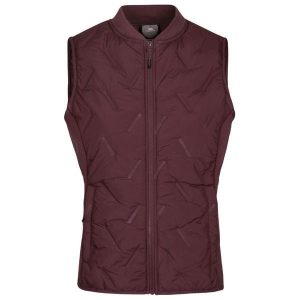 Trespass Miran - Aktywna kamizelka damska hybrydowa Mulberry. Czerwone kamizelki Trespass, bez wzorów, z puchu, bez kołnierzyka, bez ramiączek, bez kaptura. Za 316,99 zł.