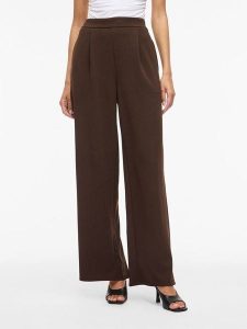Vila Spodnie "Benne" w kolorze brązowym rozmiar: XS/L32. Brązowe spodnie z wysokim stanem Vila, bez wzorów, z materiału, z podwyższonym stanem. Za 109,95 zł.