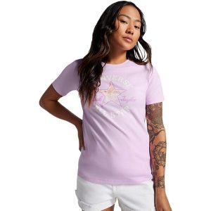 Podkoszulek Converse Chuck Taylor Patch T-Shirt, Kobiety. Fioletowe koszulki sportowe Converse, bez wzorów, z bawełny, bez ramiączek. Za 190,00 zł.