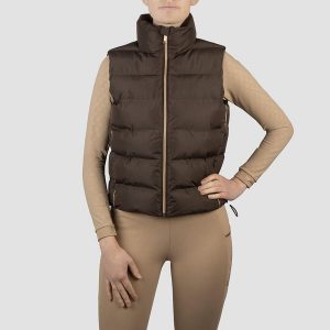 Horka Bodywarmer Daphne - Dark Chocolate. Brązowe kurtki HORKA, bez wzorów, z puchu, bez kaptura. Za 359,00 zł.