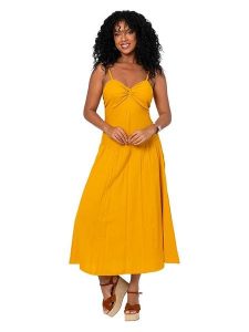 Aller Simplement Sukienka w kolorze żółtym rozmiar: 34/36. Żółte sukienki Aller Simplement, bez wzorów, klasyczne, bez kołnierzyka, bez ramiączek, maxi. Za 100,99 zł.