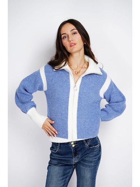 ASSUILI Kardigan w kolorze niebiesko-białym rozmiar: 40. Białe kardigany Assuili, z kaszmiru. Za 197,95 zł.