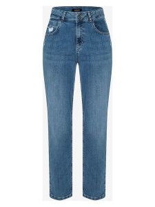 More & More Dżinsy - Tapered fit - w kolorze niebieskim rozmiar: 32. Niebieskie jeansy More & More, z aplikacjami, ze skóry, z podwyższonym stanem. Za 113,45 zł.