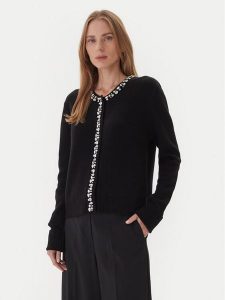 KAOS Sweter RI1KT018 0001 Czarny Regular Fit. Czarne swetry klasyczne KAOS, l, z wełny, bez kołnierzyka. Za 539,99 zł.