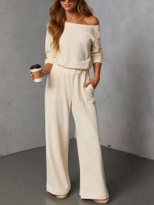 LA Angels 2-częściowy zestaw w kolorze kremowym rozmiar: S. Brązowe spodnie dresowe LA Angels, s, bez wzorów, z dresówki. Za 195,99 zł.