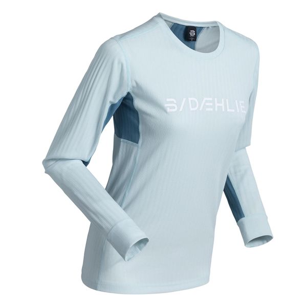 Damska koszulka termoaktywna z długim rękawem Daehlie Sportswear. Niebieskie koszule nocne DAEHLIE, bez wzorów, z materiału, bez ramiączek. Za 306,00 zł.