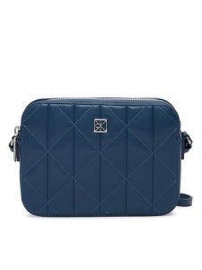 Calvin Klein Torebka Quilted Double Zip Camera Bag LV04F3328G Niebieski. Niebieskie listonoszki Calvin Klein, bez wzorów, ze skóry, bez dodatków. Za 449,99 zł.