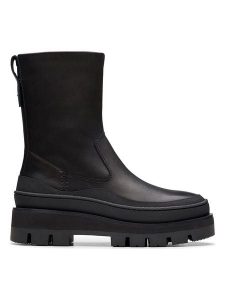 Clarks Skórzane botki "Orianna 2 Rise" w kolorze czarnym rozmiar: 37. Czarne botki Clarks, bez wzorów, bez obcasa, bez zapięcia. Za 356,61 zł.