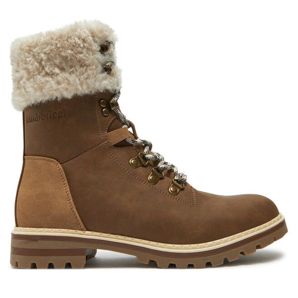 Trapery Kimberfeel. Brązowe buty zimowe Kimberfeel, bez obcasa, bez zapięcia. Za 399,99 zł.