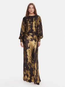 Lola Casademunt by Maite Sukienka koktajlowa MF2516002 Złoty Regular Fit. Żółte sukienki Lola Casademunt by Maite, xs, bez wzorów, z syntetyku, wizytowe, bez kołnierzyka, bez ramiączek. Za 609,99 zł.