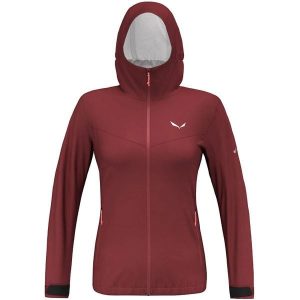 Kurtka przeciwdeszczowa damska Salewa Puez Aqua 4 PTX 2.5L Jacket. Czerwone kurtki Salewa, l, bez wzorów, bez kaptura. Za 566,95 zł.