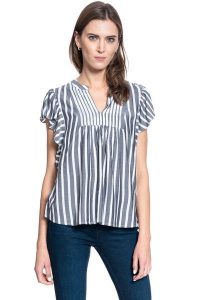 BLUZKA DAMSKA MUSTANG Enza Stripe Blouse 1009468 11696. Bluzki Mustang, s, bez wzorów, bez kołnierzyka, bez ramiączek. W wyprzedaży za 39,99 zł.