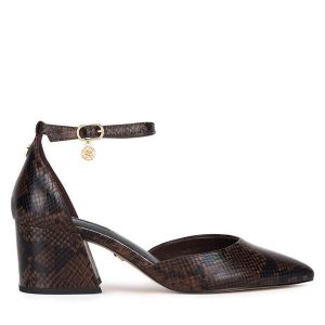 Czółenka Nine West. Brązowe czółenka Nine West, bez wzorów, bez obcasa, bez zapięcia. Za 229,99 zł.