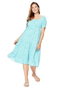 Aller Simplement Sukienka w kolorze turkusowym rozmiar: 34/36. Niebieskie sukienki Aller Simplement, bez wzorów, z wiskozy, klasyczne, bez kołnierzyka, bez ramiączek, midi. Za 86,99 zł.