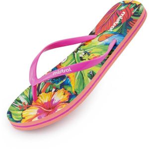 Japonki damskie Mistral Multiflower różowe, rozmiar 40. Czerwone klapki Mistral, bez wzorów, bez obcasa. Za 128,99 zł.