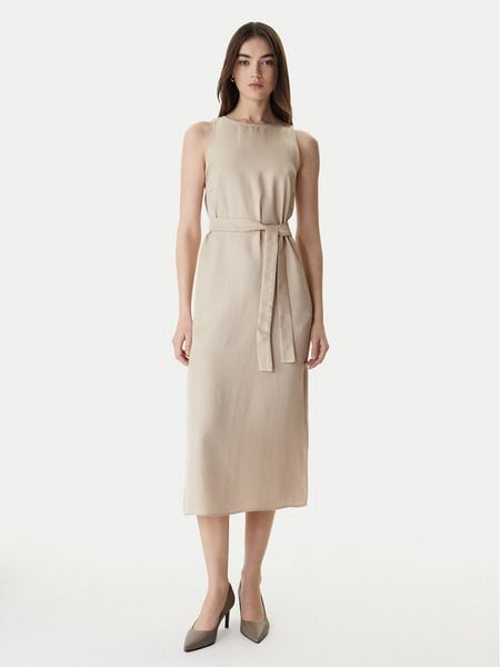 Marella Sukienka letnia Acerbi 2615221091 Beżowy Regular Fit. Brązowe sukienki Marella, na lato, bez wzorów, z wiskozy, bez kołnierzyka, bez ramiączek. Za 551,99 zł.