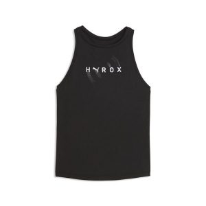 Damski top bez rękawów o fasonie bokserki PUMA x HYROX CLOUDSPUN PUMA. Czarne topy Puma, xl, bez wzorów, z dżerseju, klasyczne, bez kołnierzyka, bez ramiączek. Za 159,00 zł.