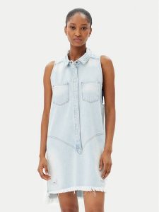 One Teaspoon Sukienka jeansowa Braxton 25354 Błękitny Regular Fit. Niebieskie sukienki One Teaspoon, xxs, bez wzorów, z bawełny, bez kołnierzyka, bez ramiączek. Za 549,99 zł.