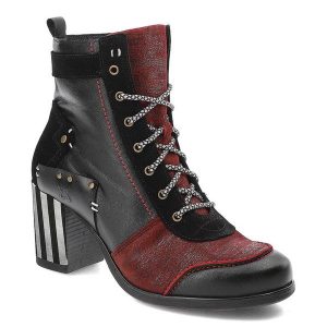 Bordowe Botki Maciejka Eleganckie Buty Na Obcasie. Czarne botki Maciejka, bez wzorów, ze skóry, bez obcasa, na obcasie, bez zapięcia. Za 459,00 zł.