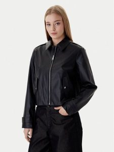 Calvin Klein Jeans Kurtka z imitacji skóry Moto LV047E501G Czarny Regular Fit. Czarne kurtki Calvin Klein Jeans, l, bez wzorów, z jeansu, bez kaptura. Za 599,99 zł.