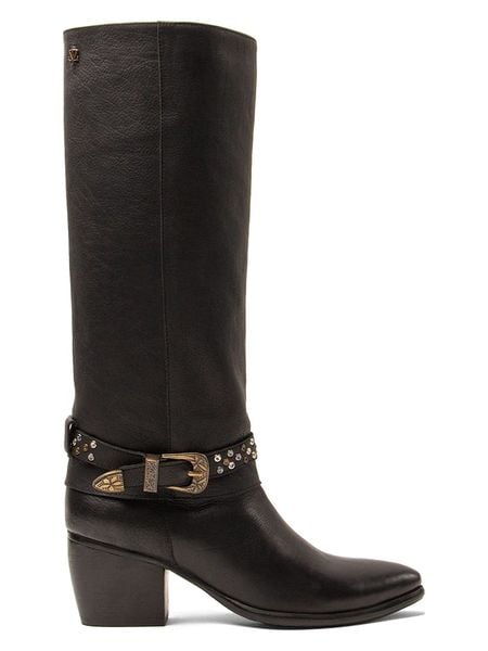 Lazamani Skórzane kozaki w kolorze czarnym rozmiar: 39. Czarne kozaki Lazamani, na zimę, bez wzorów, bez obcasa, bez zapięcia. Za 455,78 zł.