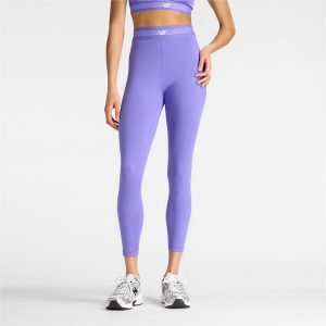 Legginsy damskie do treningu New Balance AC WB6160E1EPU – fioletowe. Fioletowe legginsy New Balance, bez wzorów, z lycry, z podwyższonym stanem. Za 259,99 zł.