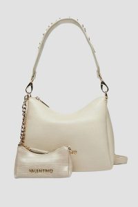 VALENTINO Beżowa damska torebka Kalimba Hobo Bag z saszetką. Brązowe nerki i saszetki Valentino by Mario Valentino, bez wzorów, ze skóry, bez dodatków. W wyprzedaży za 507,99 zł.