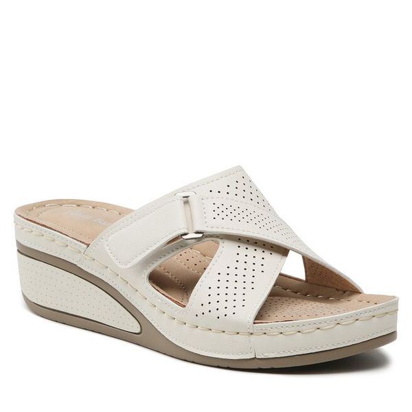 Klapki Clara Barson. Białe klapki Clara Barson, bez wzorów, bez obcasa. Za 89,99 zł.