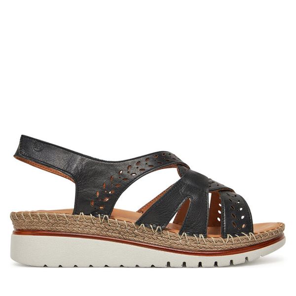 Sandały Manitu. Czarne sandały Manitu, bez wzorów, bez obcasa, na płaskiej podeszwie, bez zapięcia. Za 359,99 zł.