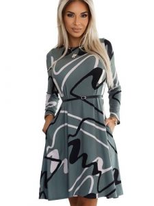 Sukienka Model 576-1 Olive/Black/Beige - Numoco. Brązowe sukienki NUMOCO, na co dzień, l, bez wzorów, z elastanu, bez kołnierzyka, plus size, bez ramiączek, maxi, proste. Za 367,90 zł.