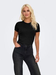 ONLY Koszulka w kolorze czarnym rozmiar: XL. Czarne bluzki ONLY, xl, bez wzorów, bez kołnierzyka, bez ramiączek. Za 41,79 zł.