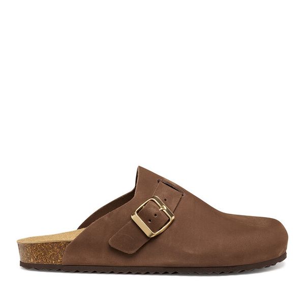 Klapki Geox. Brązowe klapki Geox, bez wzorów, bez obcasa. Za 399,99 zł.