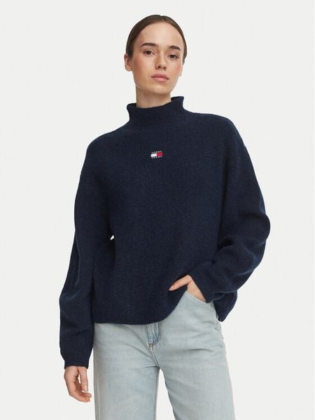 Tommy Jeans Sweter Badge DW0DW23349 Granatowy Relaxed Fit. Niebieskie swetry klasyczne Tommy Jeans, l, z jeansu, bez kołnierzyka. Za 404,99 zł.