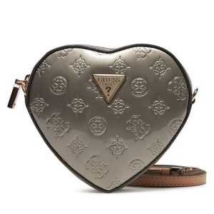 Torebka Guess. Szare listonoszki Guess, z aplikacjami, bez dodatków. Za 249,99 zł.
